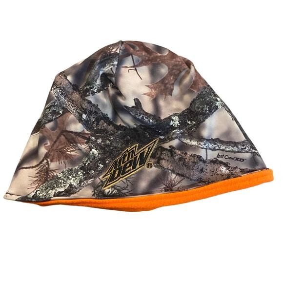 Mountain Dew Camouflage Lost Camo XD Beanie Fleece Orange Lined Hunting Adult - Picture 1 of 5